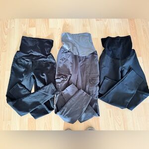Black and Gray Maternity Pants Set, Xs, S jeans and M dress pants